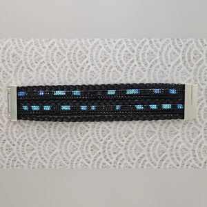 Black Braided Belt with Blue Accents